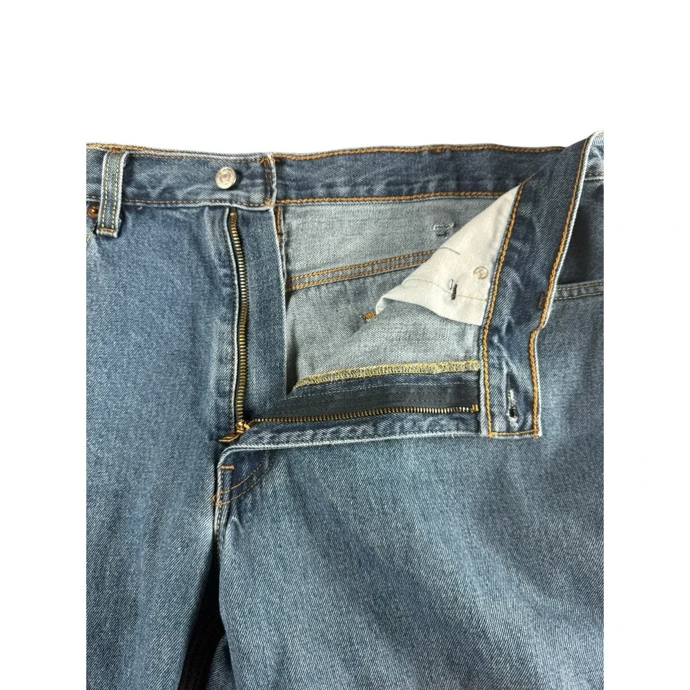 Rare Levi's 550 Jeans Mens 38x29 Relaxed Fit Blank Red Tab Light Wash Denim